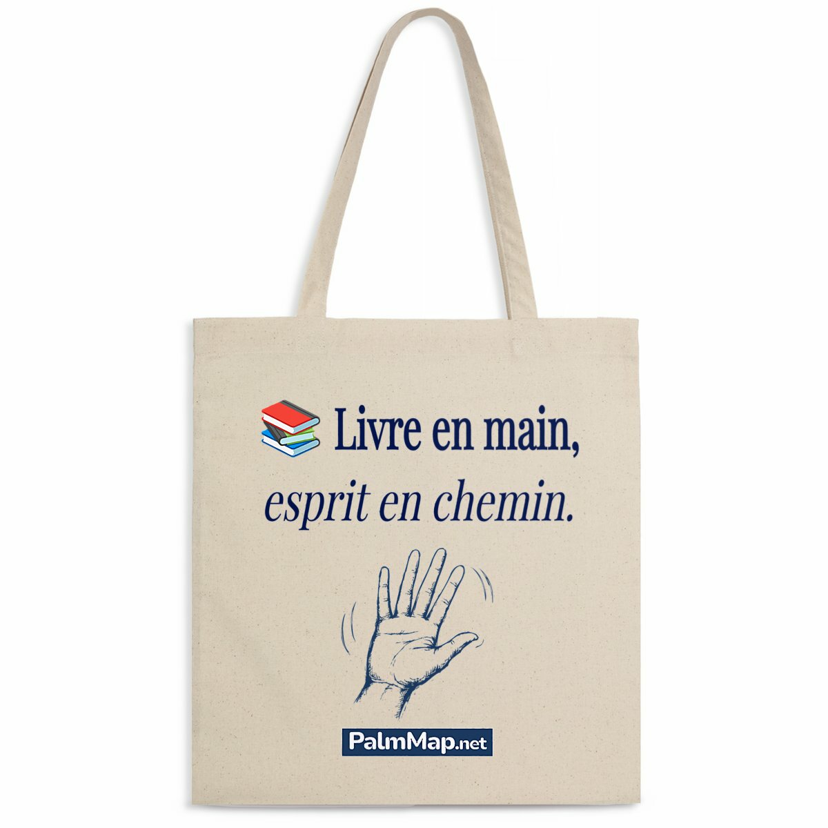 Tote bag livre en main - face_naturel